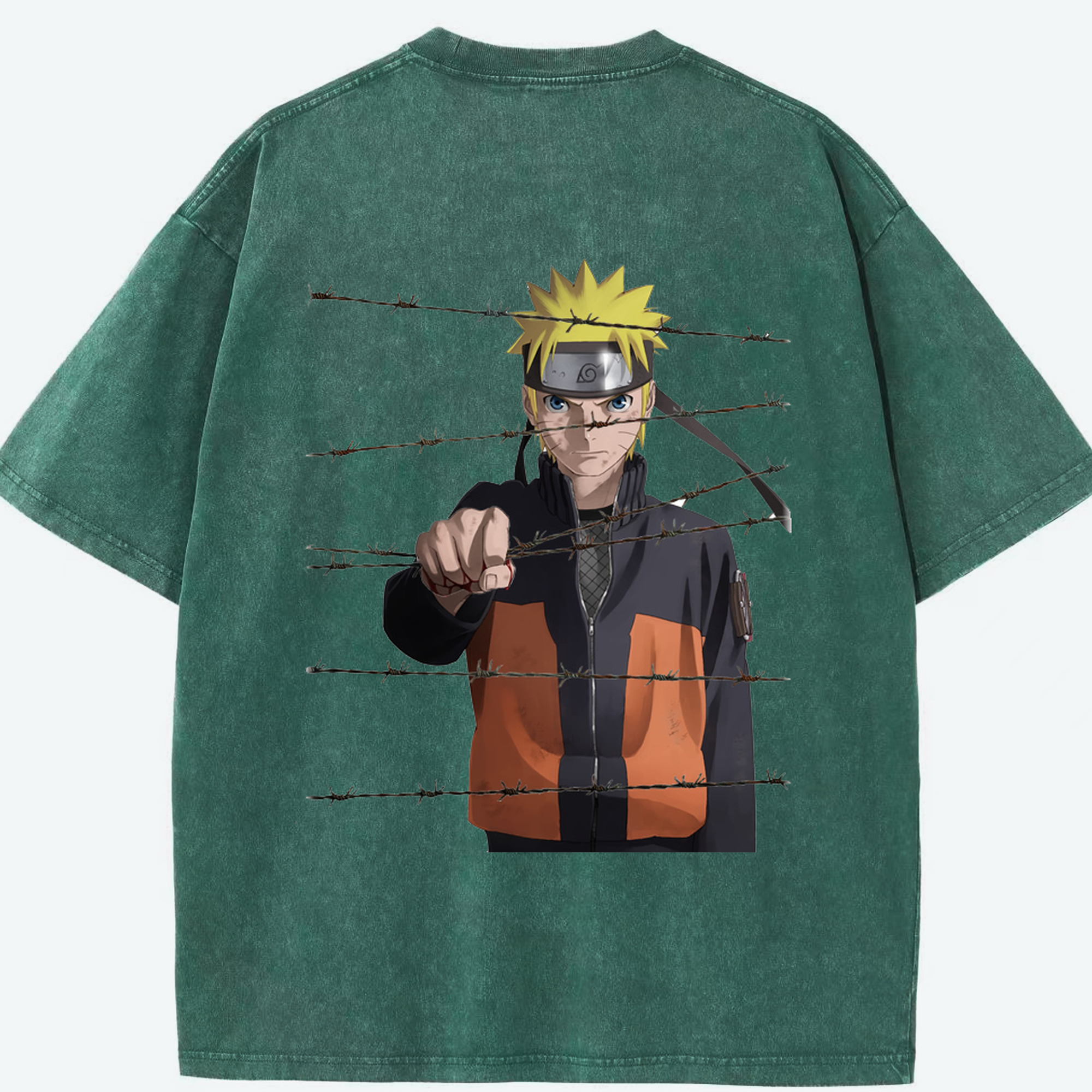 （画像用） NARUTO -ナルト- うずまき ナルト Uzumaki Naruto 綿100% ヴィンテージ風 半袖Tシャツ（背面プリント）